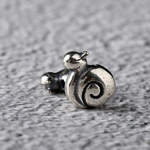 snail bead, spacer bead, s925 sterling silver, silver bead, oxidized silver bead - Image 5
