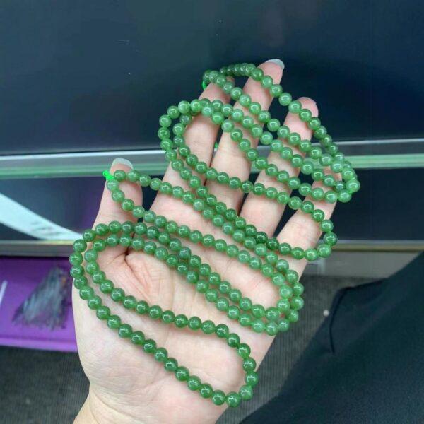 nephrite bead, round bead, whole strand bead, green bead, jade bead, high quality bead, genuine bead, natural bead - Image 5