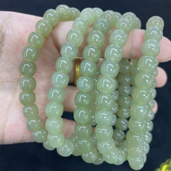drum beaded bracelet, nephrite bracelet, jade bracelet, green bracelet, genuine natural bracelet - Image 5