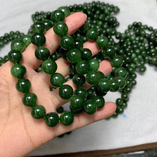 round beaded bracelet, nephrite bracelet, jade bracelet, green bracelet, genuine natural bracelet - Image 5