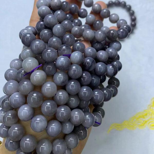 round beaded bracelet, nephrite bracelet, jade bracelet, gray purple bracelet, genuine natural bracelet - Image 5
