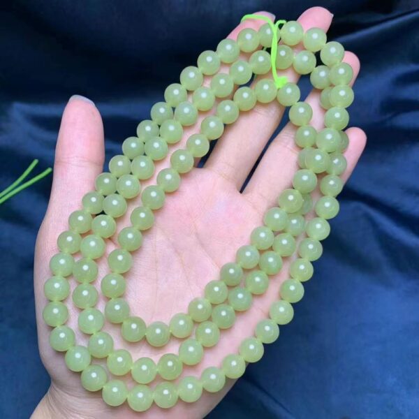 nephrite bead, round bead, whole strand bead, green bead, jade bead, high quality bead, genuine bead, natural bead - Image 5