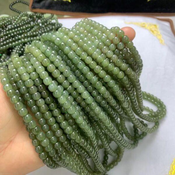 nephrite bead, drum bead, whole strand bead, green bead, jade bead, high quality bead, genuine bead, natural bead - Image 5