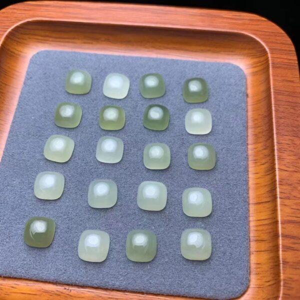 nephrite bead, square bead, inlaid bead, setting gemstone, jade bead, green bead, high quality bead, genuine bead, natural bead - Image 5