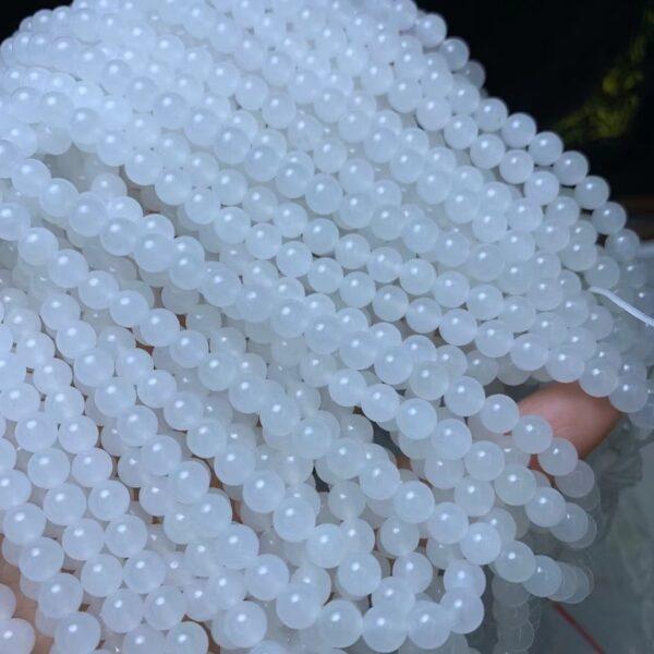 nephrite bead, round bead, whole strand bead, white bead, jade bead, high quality bead, genuine bead, natural bead - Image 5