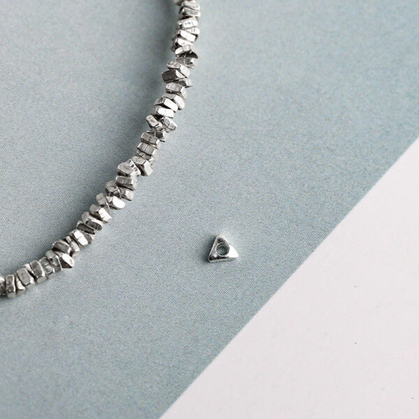 triangle bead, simple bead, spacer bead, s925 sterling silver, silver bead, oxidized silver bead - Image 5