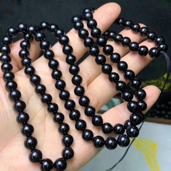 nephrite bead, round bead, whole strand bead, black bead, jade bead, high quality bead, genuine bead, natural bead - Image 5