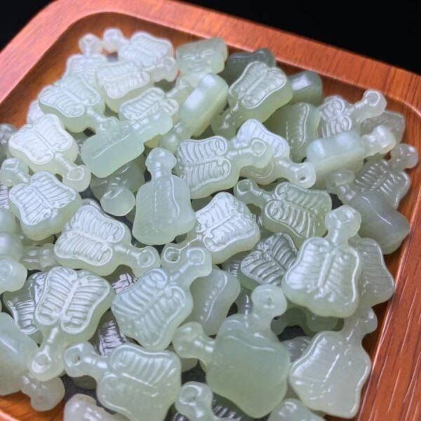 nephrite charm, fan charm, jade charm, green charm, high quality bead, genuine bead, natural bead - Image 5