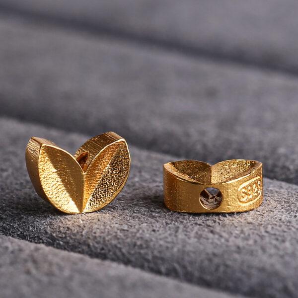 wheat ears bead, spacer bead, s925 sterling silver, silver bead, golden bead, gild bead - Image 5