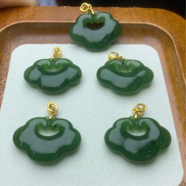nephrite charm, cloud charm, ruyi charm, jade charm, green bead, high quality bead, genuine bead, natural bead - Image 5