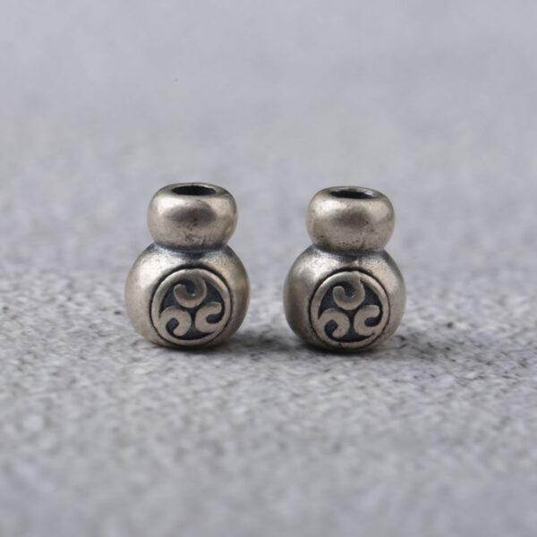 gourd bead, spacer bead, s925 sterling silver, silver bead, oxidized silver bead - Image 5