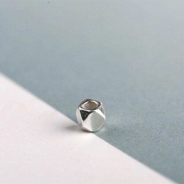 Octagonal bead, simple bead, spacer bead, s925 sterling silver, silver bead, bright silver bead - Image 6