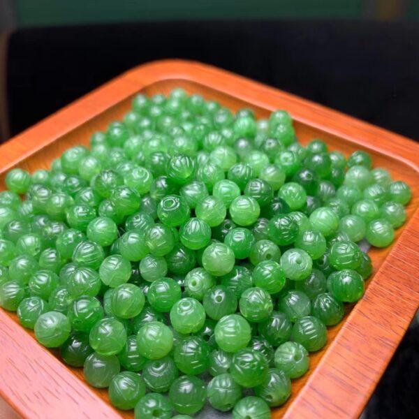 nephrite bead, lotus bead, flower bead, round bead, jade bead, green bead, high quality bead, genuine bead, natural bead - Image 5