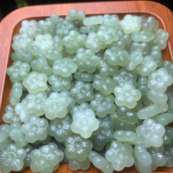nephrite bead, plum flower bead, jade bead, green bead, high quality bead, genuine bead, natural bead - Image 5