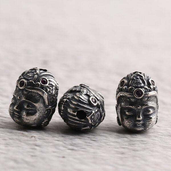 Buddha head bead, spacer bead, s925 sterling silver, silver bead, oxidized silver bead - Image 5