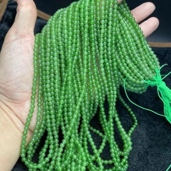 nephrite bead, round bead, whole strand bead, green bead, jade bead, high quality bead, genuine bead, natural bead - Image 5