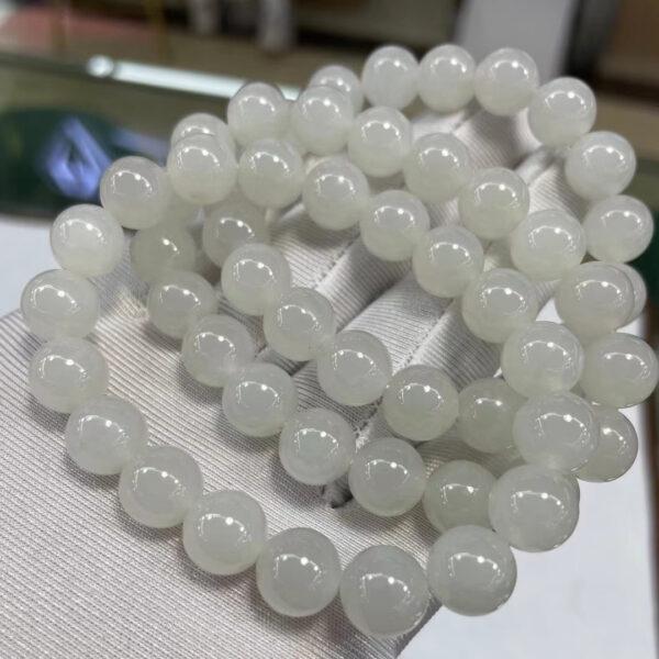 round beaded bracelet, nephrite bracelet, jade bracelet, white bracelet, genuine natural bracelet - Image 5