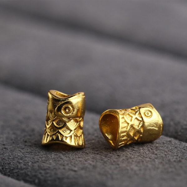 fish bead, spacer bead, s925 sterling silver, sterling silver bead, golden bead, gild bead - Image 6