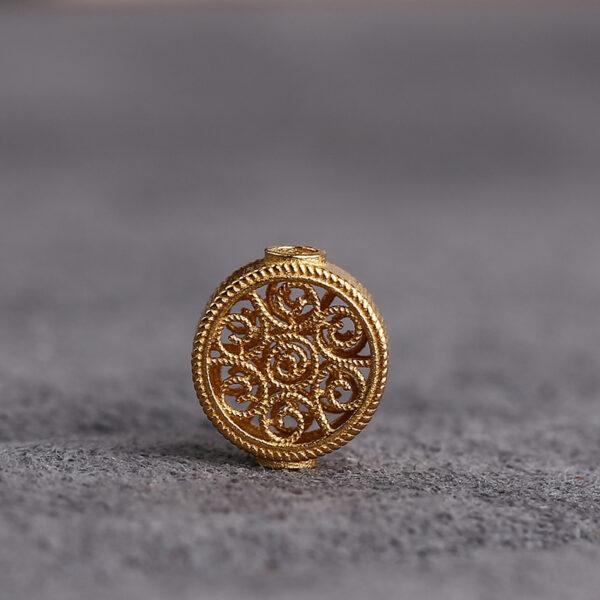 hollow flower bead, round bead, spacer bead, s925 sterling silver, sterling silver bead, golden bead, gild bead - Image 5