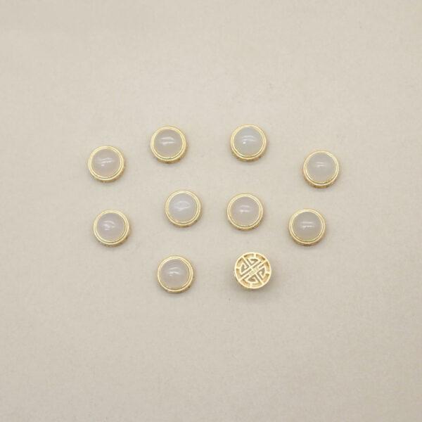 bezel bead, round bead, nephrite bead, white bead, sterling silver bead, gild bead, golden bead - Image 5