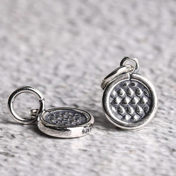 round charm, s925 sterling silver, silver charm, oxidized silver charm - Image 5