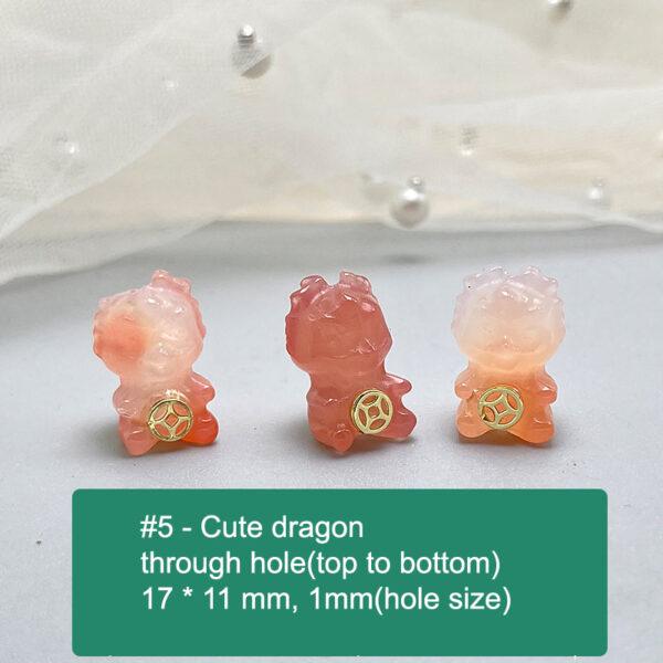 multi shapes bead, agate bead, agate charm, pink bead, orange bead, red bead - Image 6