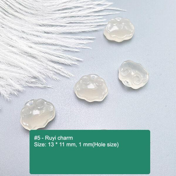 multi shapes bead, agate bead, agate charm, hazy white bead, hazy bead - Image 6