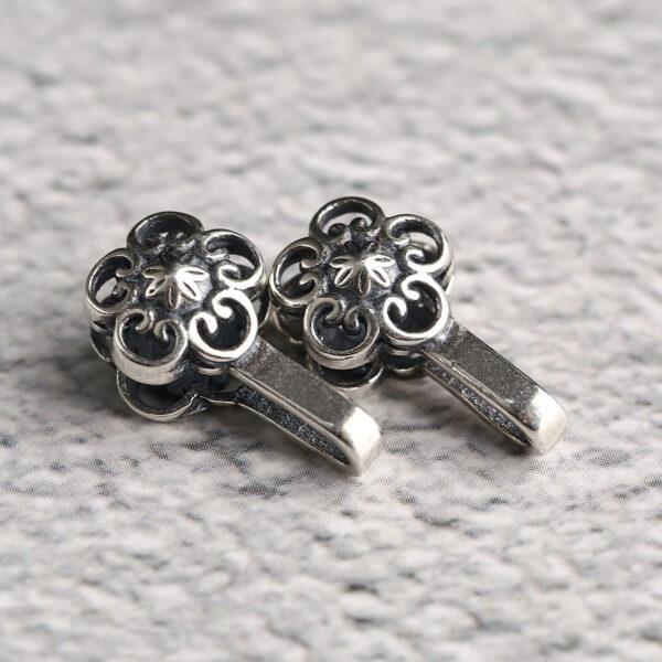 hollow flower clip, spacer bead, s925 sterling silver, silver bead, oxidized silver bead - Image 5