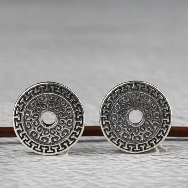 fret pattern bead, disc bead, disc charm, spacer bead, s925 sterling silver, silver bead, silver charm, oxidized silver bead - Image 5