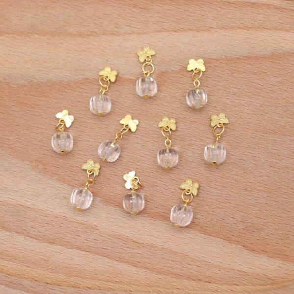 clear quartz charm, pumpkin charm, butterfly charm, white charm, clear charm, sterling silver charm, gild bead, golden charm - Image 6