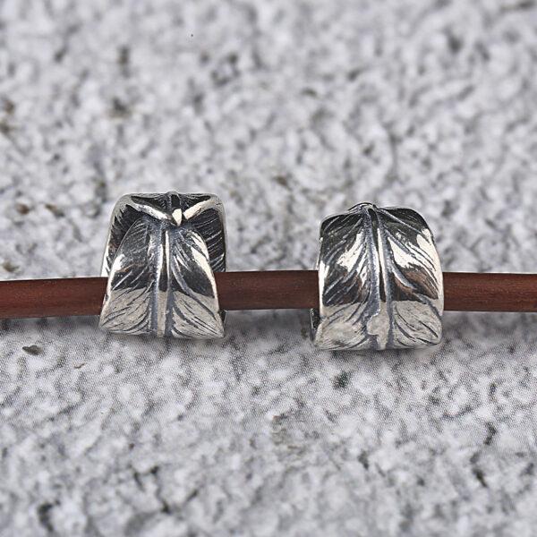 feather bead, ring bead, spacer bead, s925 sterling silver, silver bead, oxidized silver bead - Image 6