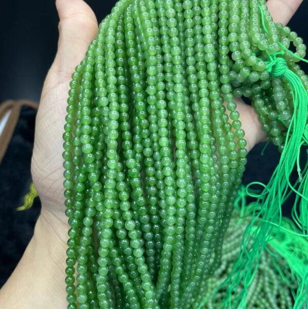 nephrite bead, round bead, whole strand bead, green bead, jade bead, high quality bead, genuine bead, natural bead - Image 7
