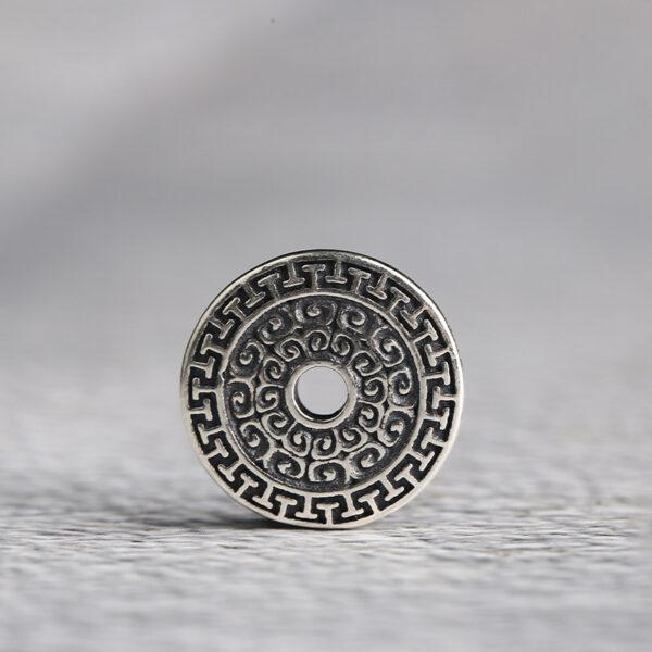 fret pattern bead, disc bead, disc charm, spacer bead, s925 sterling silver, silver bead, silver charm, oxidized silver bead - Image 6