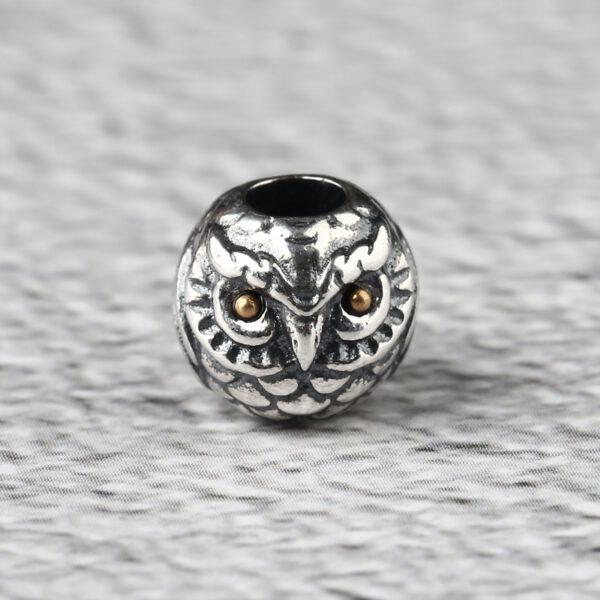 owl bead, bird bead, ball bead, spacer bead, s925 sterling silver, silver bead, oxidized silver bead - Image 7