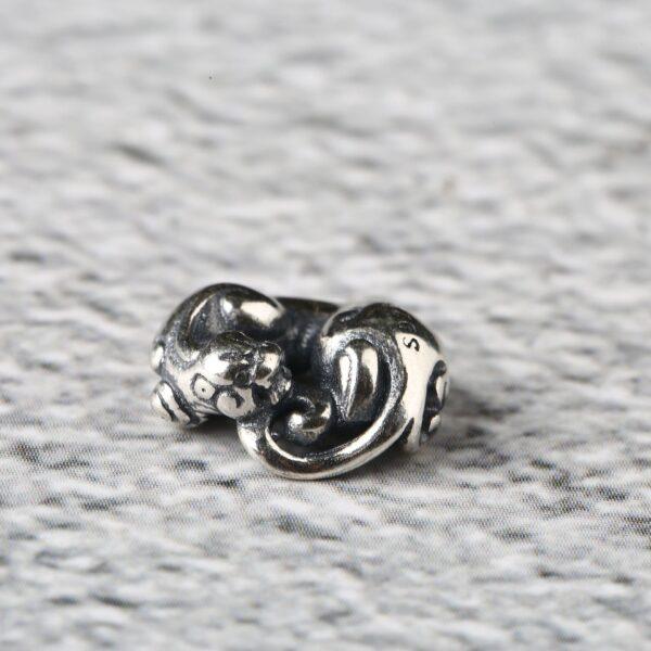 leopard charm, retro charm, s925 sterling silver, silver bead, silver charm, oxidized silver bead - Image 6