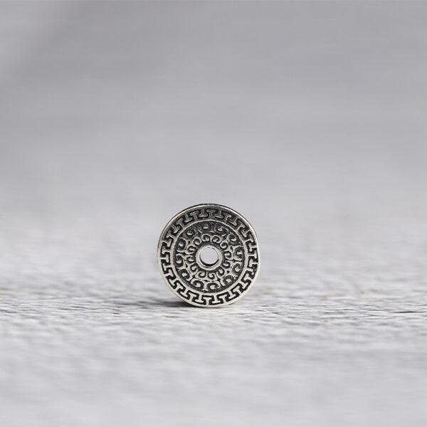 fret pattern bead, disc bead, disc charm, spacer bead, s925 sterling silver, silver bead, silver charm, oxidized silver bead - Image 7