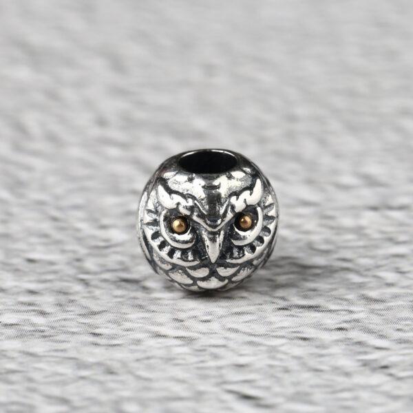 owl bead, bird bead, ball bead, spacer bead, s925 sterling silver, silver bead, oxidized silver bead - Image 8